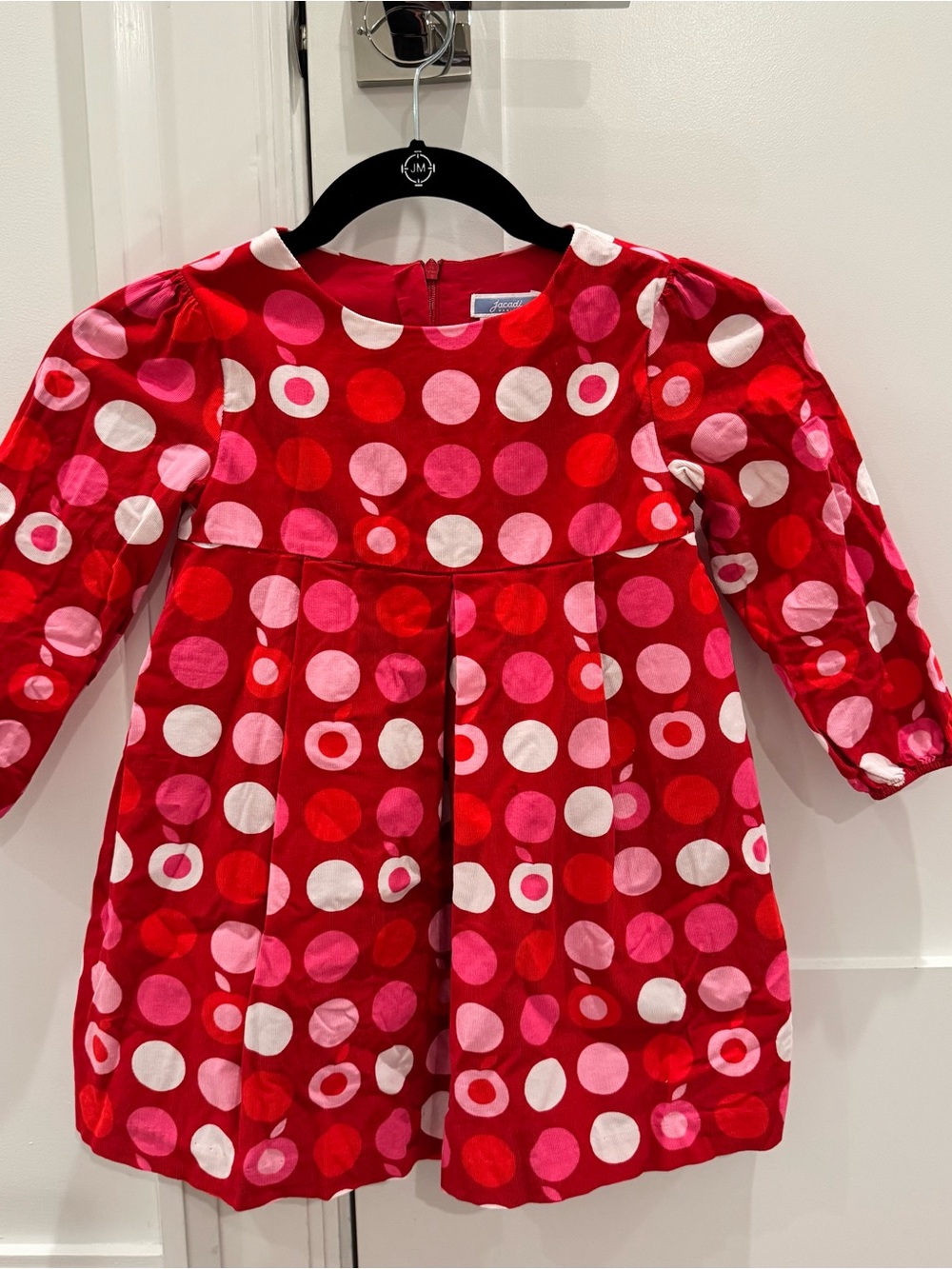 Jacadi Red Pink White Polka Dot and Apple Dress